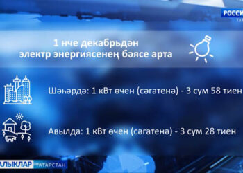 1 декабрьдән Татарстанда яшәүчеләр өчен электр энергиясенең бәясе арта