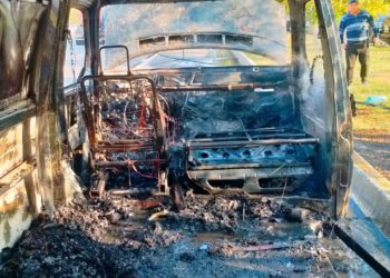 В Челнах за считанные минуты сгорел микроавтобус