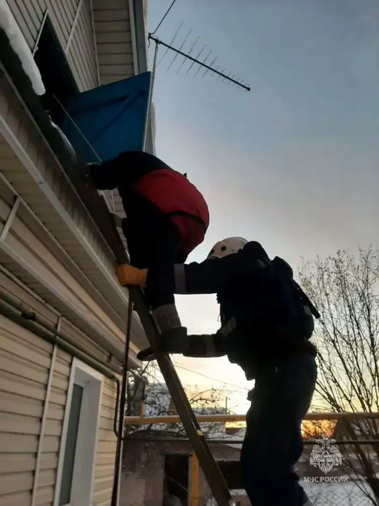 В Казани спасатели спустили на землю застрявшую на крыше пенсионерку