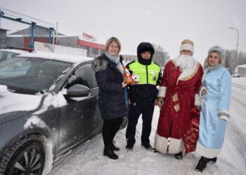 В Татарстане автоинспекторы и Дед Мороз раздали водителям подарки