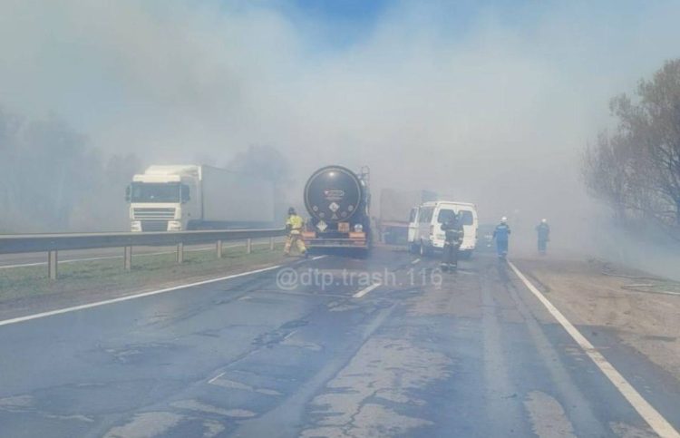 На трассе в Заинском районе из-за задымления произошло массовое ДТП