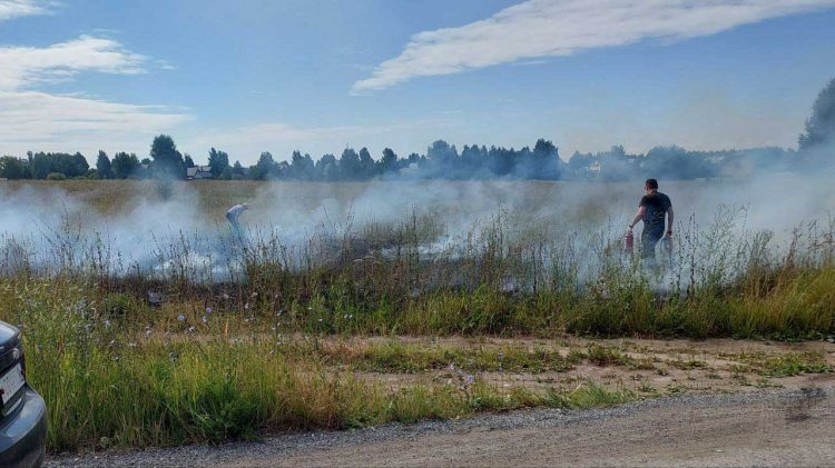 Жители Новой Туры самостоятельно потушили горящую траву