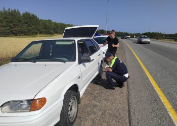 Автоинспекторы помогли девушке, у которой пробило колесо на трассе в Татарстане