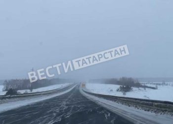 В Татарстане на трассе М7 наблюдается метель с ухудшением видимости