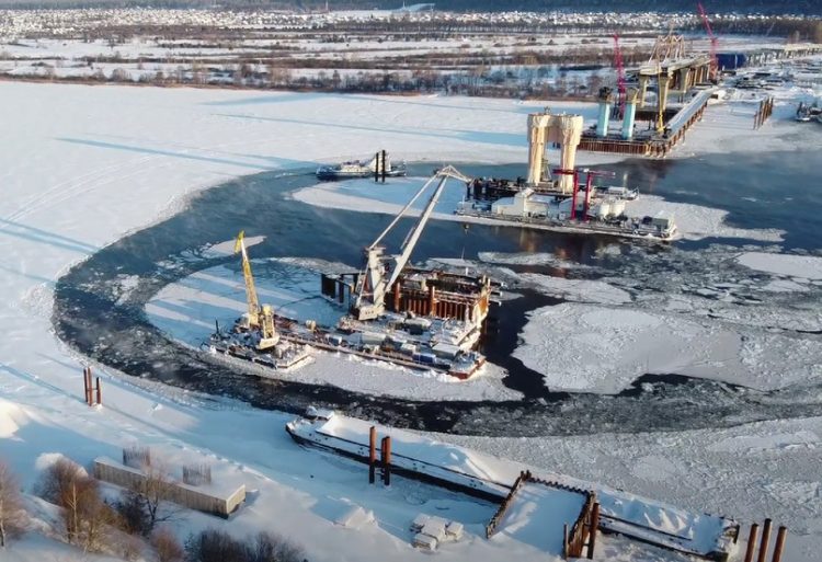 На мосту через Каму готовятся к третьему этапу надвижки пролетного строения