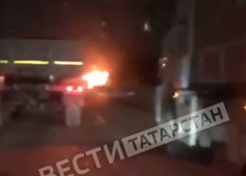 В Татарстане на трассе М7 загорелся автобус