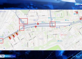 В Казани полностью перекроют движение по Горьковскому шоссе из-за установки надземных переходов
