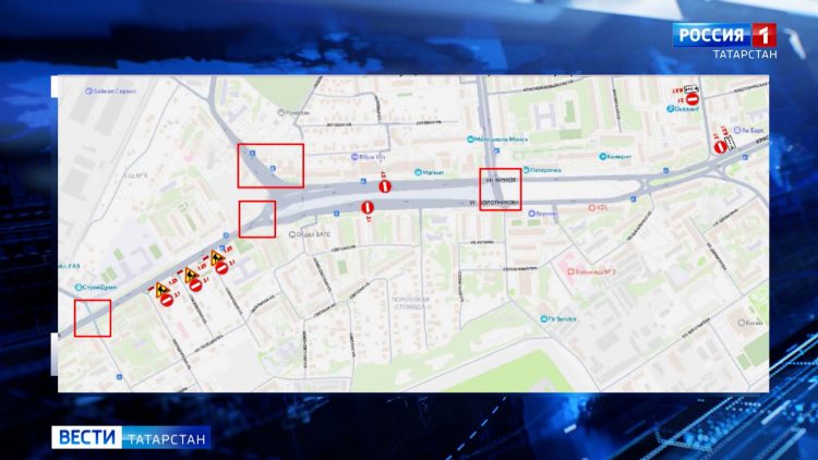 В Казани полностью перекроют движение по Горьковскому шоссе из-за установки надземных переходов