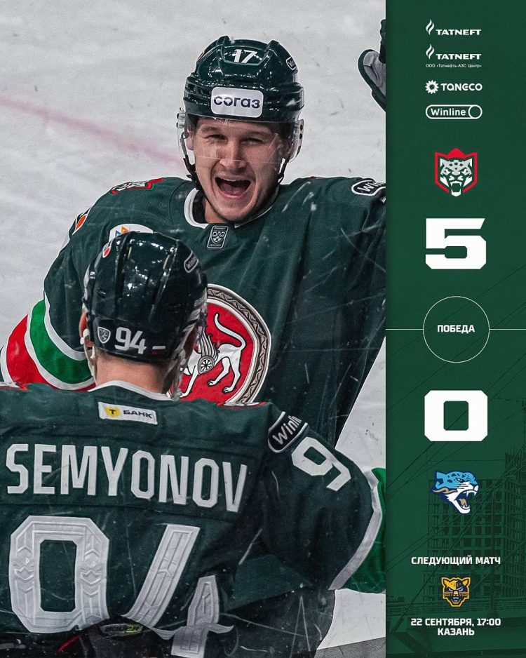 «Ак Барс» разгромил «Барыс» со счетом 5:0